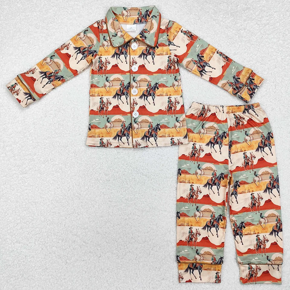 Horúci predaj chlapci Pyžamá Western Rodeo Horse Gomgons Tops Tops nohavice oblečenie oblečenia Boutique Kid