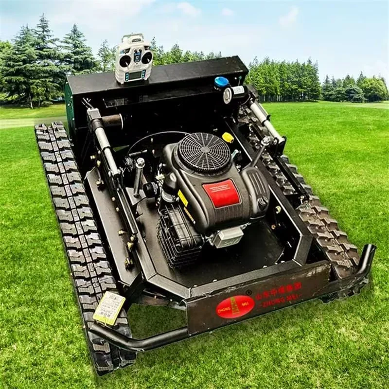 Horúci predaj Crawler Robot Lawn Mower Benzoline Self poháňaná záhradná nula Turn Turn Turn Dzdávky kosačky na trávu s gumovými stopami