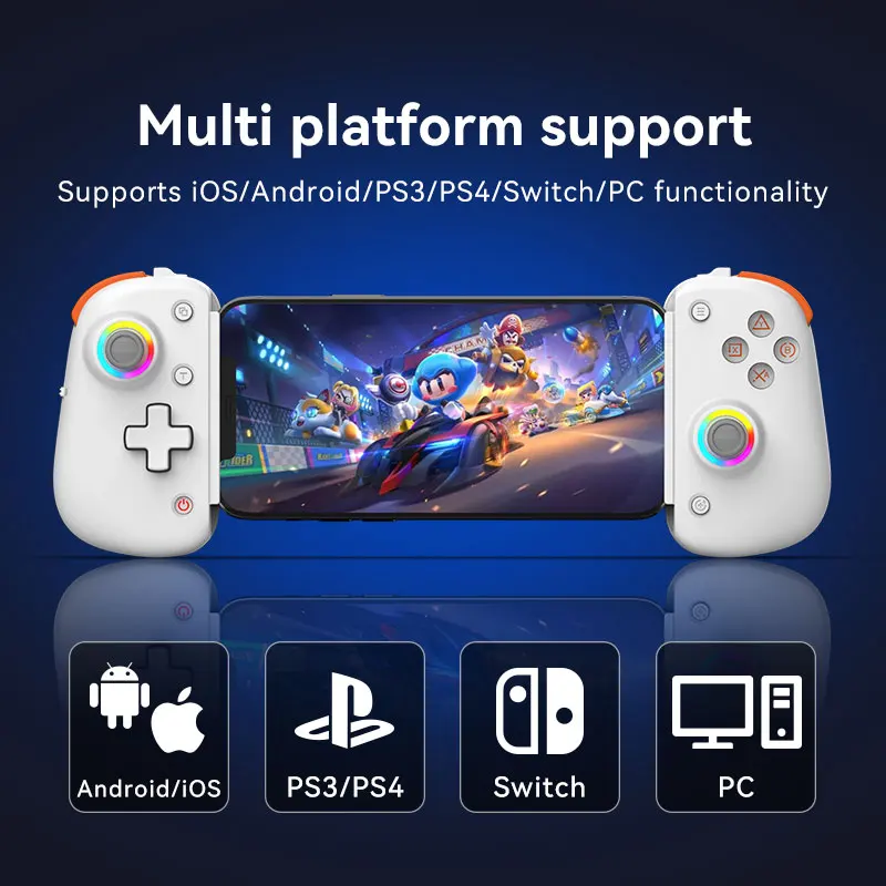 Horúci predaj D8PRO RGB Tablet Game Controller Wireless GamePad pre Switch andorid iOS Mobiel natiahnutie joysticku pre PS3 PS4 PC