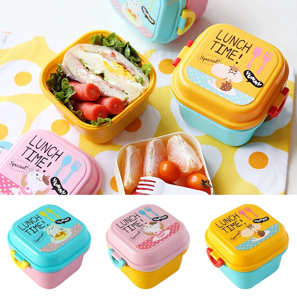 Horúci predaj dvojvrstvový obedový box pre deti pre deti plastové bento box potravinové nádoby pre školské vonkajšie kempingové boxy