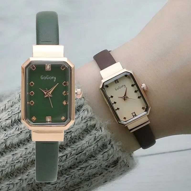 Horúci predaj Dámske Quartz hodinky módne kožené remienok obdĺžnik Dia Dámske hodinky ženské luxusné darčekové náramkové hodinky Veľkoobchod