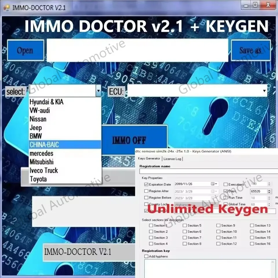 Horúci predaj Immo Doctor V2.1 s neobmedzeným obsahom Keygen Multi Brand Immo off softvér ECU Tuning pre SIM2K MT38 ME 17.9.2 Med17.9.8