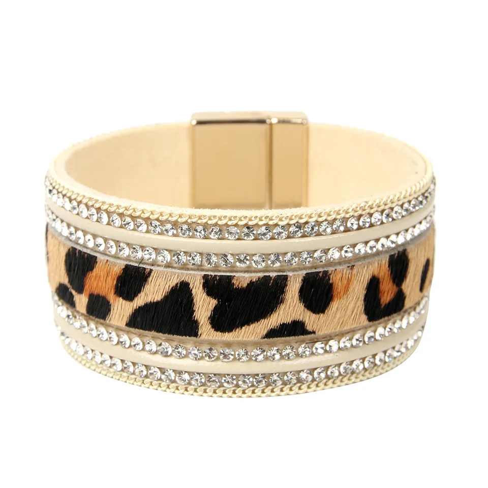 Horúci predaj koní vlasy leopard tlač náramku ženské šperky prehnané divoké náramok náramku pre ženy