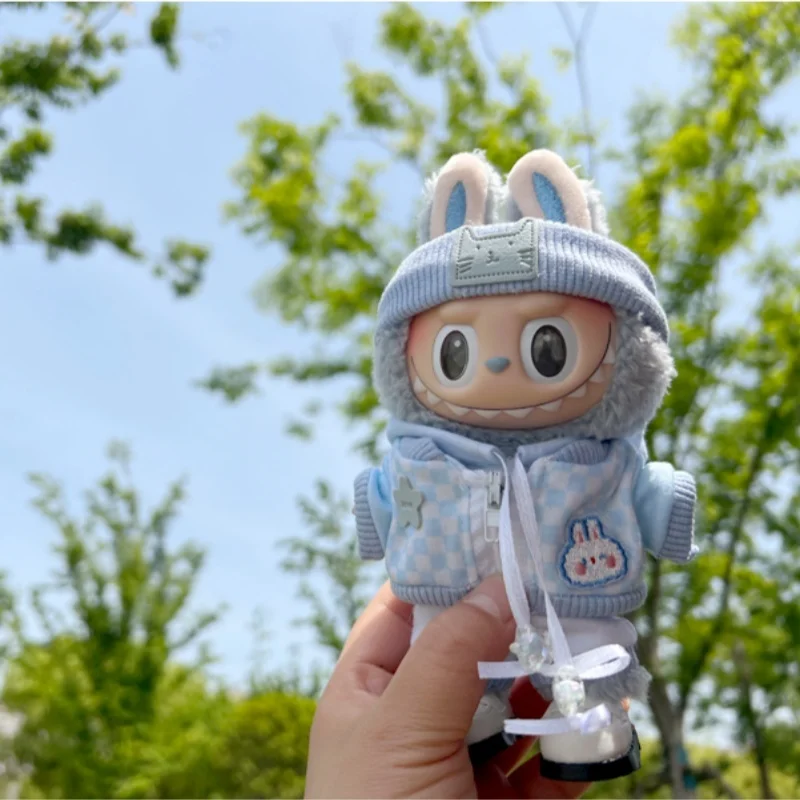 Horúci predaj Monster 17cm labbubu macarons Doll Clothes Hoodies Doll Little Clothes Móda roztomilý farebný zápas mikina ozdoby darčeky
