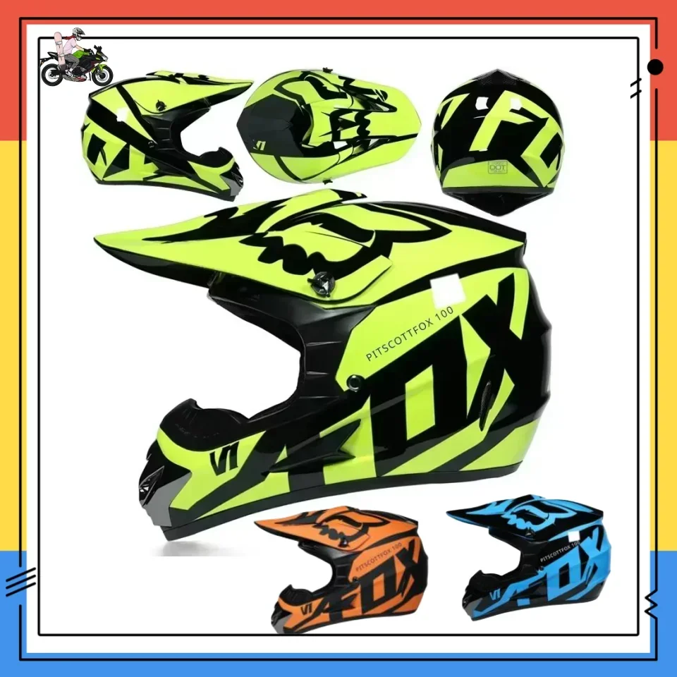 Horúci predaj Motocykel plná prilba ochranná mládež pre mládež pre deti Motocross Casco Moto Off-road Goggles Rukavice Cycling Casque