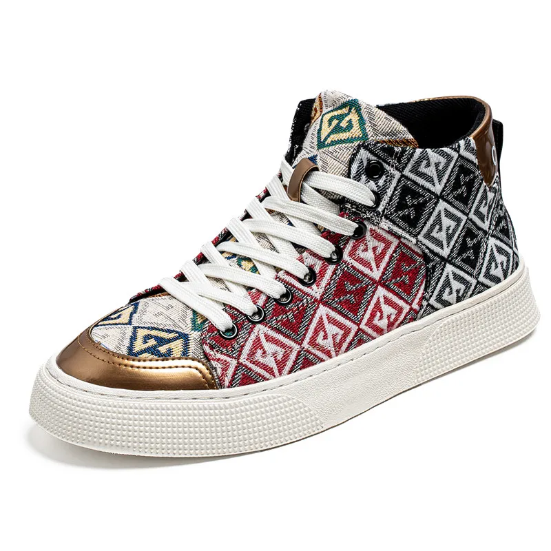 Horúci predaj pánske topánky Skateboard Platform Streetwear Men High Top tenisky Comfy Tlačené plátno topánky pre mužov Zapatillas