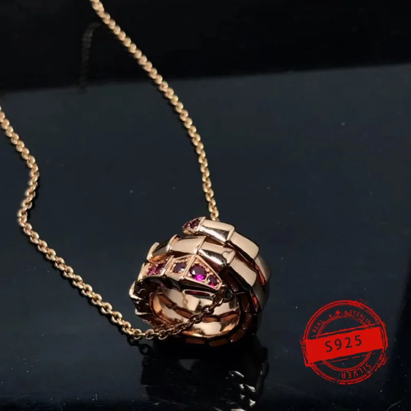 Horúci predaj S925 Rose Gold Had Ring v tvare drahokamu Dámsky náhrdelník, malé a populárne darčeky šperkov