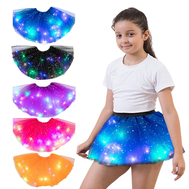 Horúci predaj tutu sukne s neónovým LED svetlom žiara princezná baletná pódium Dance krátke šaty deti rozprávkové miniskirt k narodeninám darčeky