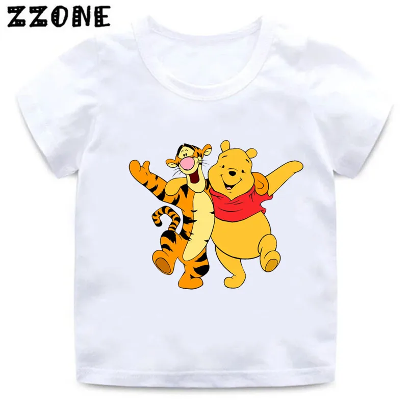 Horúci predaj Winnie the Pooh roztomilý medveď tigger karikatúry detské tričká Dievčatá oblečenie chlapcov Tieň letné detské topy, ooo5488