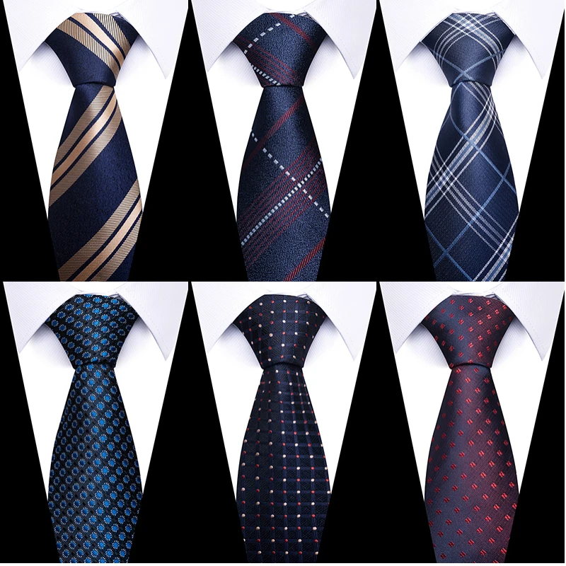 Horúci predaj úplne nový štýl kravata Blue Golden Stripe Suit Accessories Krava