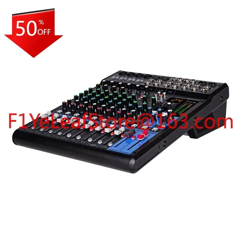 Horúci predajca mg12xu kanál Stereo 48v Phantom Power DSP Effects Bluetooth USB počítačový rekordový rekord podcast audio mixér