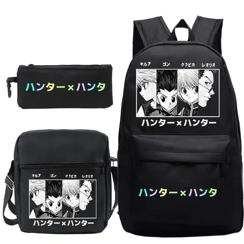 Hot Anime X Hunter Killua Tlač batohu pre chlapcov Študentské školské tašky 3ks/set Mochila dospievajúci cestovanie RUCK MN1