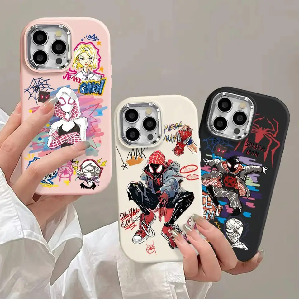 Hot Marvel Spider Man Čierny biely chladný telefón pre iPhone 15 14 13 12 11 Pro Max xr xs 7 8 plus y2k ružové dievča roztomilý obal