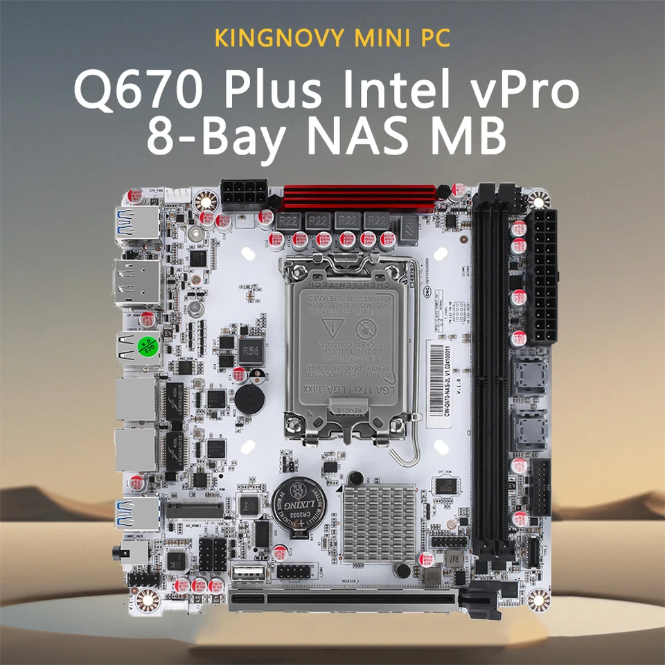 HOT PREDAJ 12/13/14. GEN LGA1700 Základná doska Q670 Intel VPRO 8-BAY NAS Mainboard 3x NVME 2*SFF-8643 Soft Router 2*DDR5
