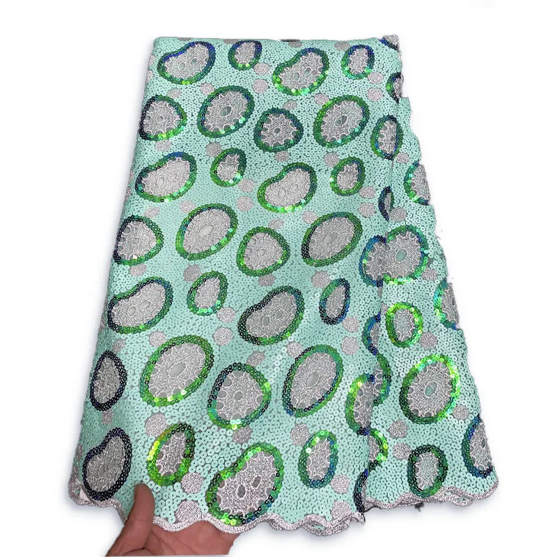 HOT PREDAJ French Tulle Lace Lace Tkanina Vysoko kvalitné nigérijské párty šaty flitry výšivky africké čipkované materiály 5 yard mj414