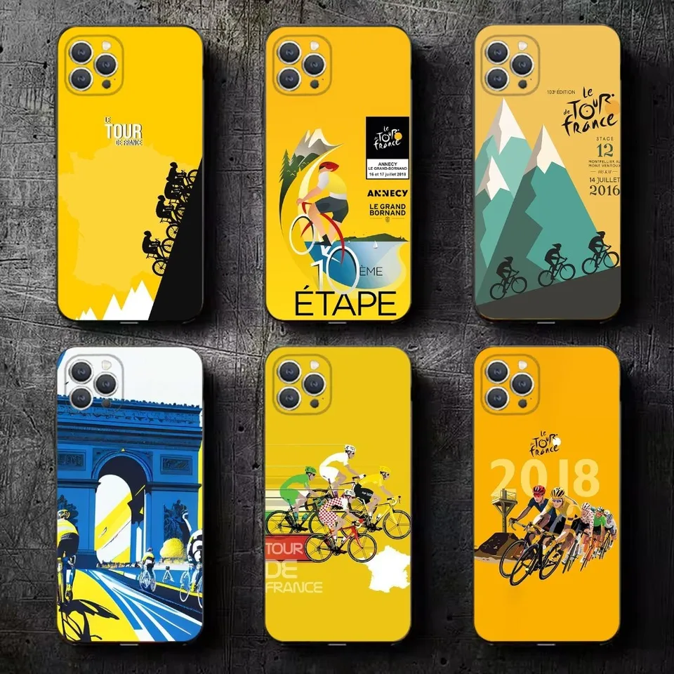 Hot T-Tour-de -france telefónny puzdro pre iPhone 16,15,14,13,12,11, Plus, Pro Max, XS, X, XR, SE, MINI, 8,7 mäkkého silikónového čierneho obalu
