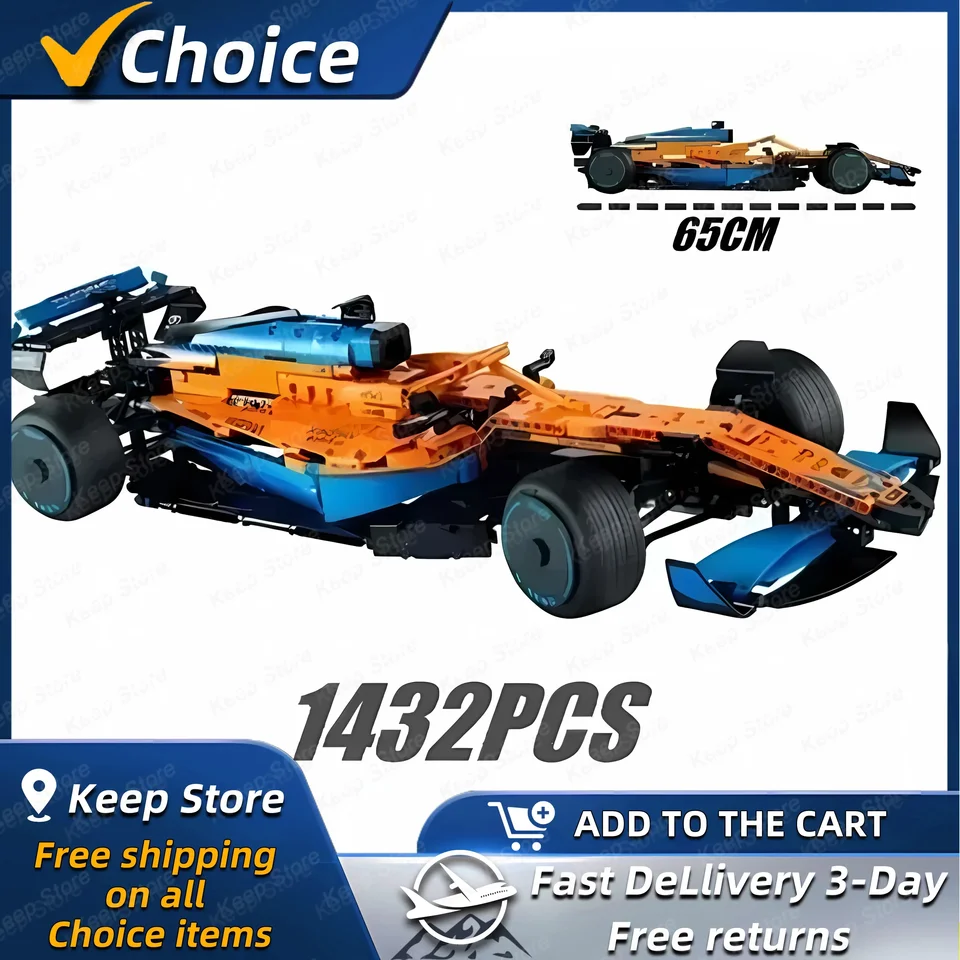 Hot Tech kompatibilný 42141 McLarens Formula 1 Model pretekársky automobil Buing Bloding Mestské vozidlá Tehly Hračky pre deti Darček k narodeninám