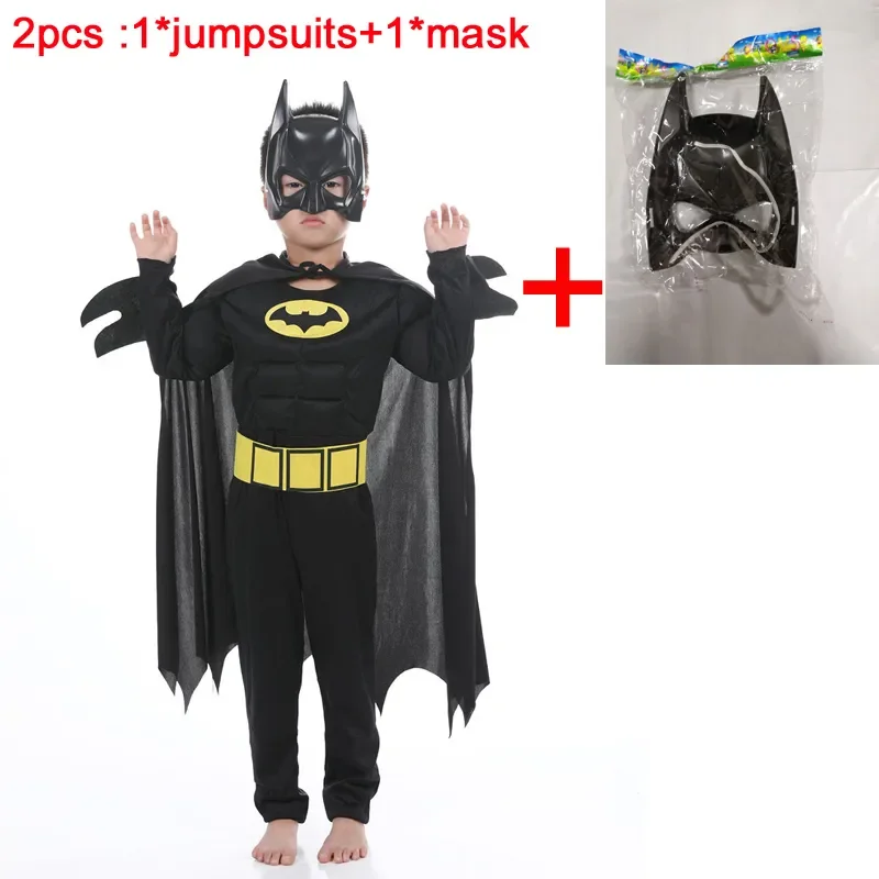 Hot Toys Cosplay kombinézy pre deti Bat Hero Costume Suit s Cape Mask Men superhrdina Wayne Cosplay Carnival Party Oblečenie