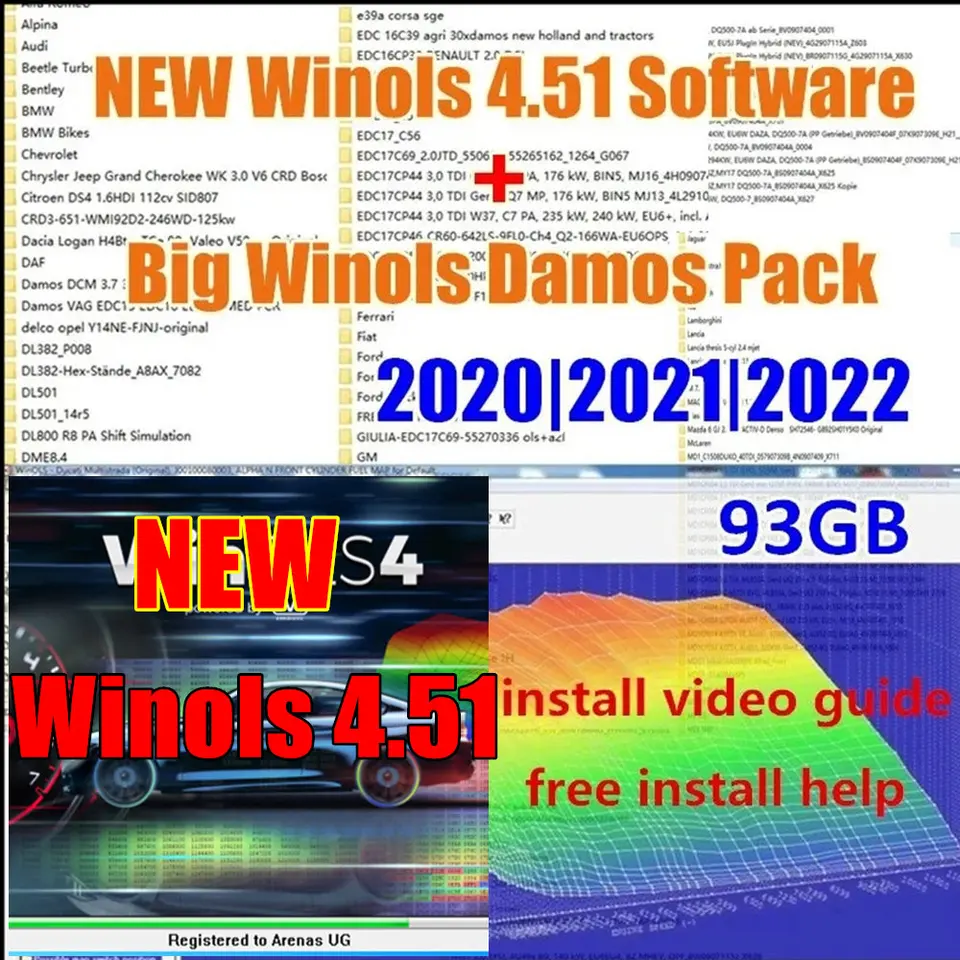 HOT WINOLS 4.51 Softvér s 93 GB ECU ladiacimi mapami súborov Big Archív Damos mapbacks Nový 2022 2021 2020 Damos ECU Mappack ECU