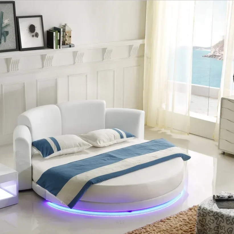 Hotelové nábytok Hotel 2.2 Personalizovaný veľký okrúhly posteľ Romantický pár hotel 2 metre okrúhle posteľ s LED lampou lôžko