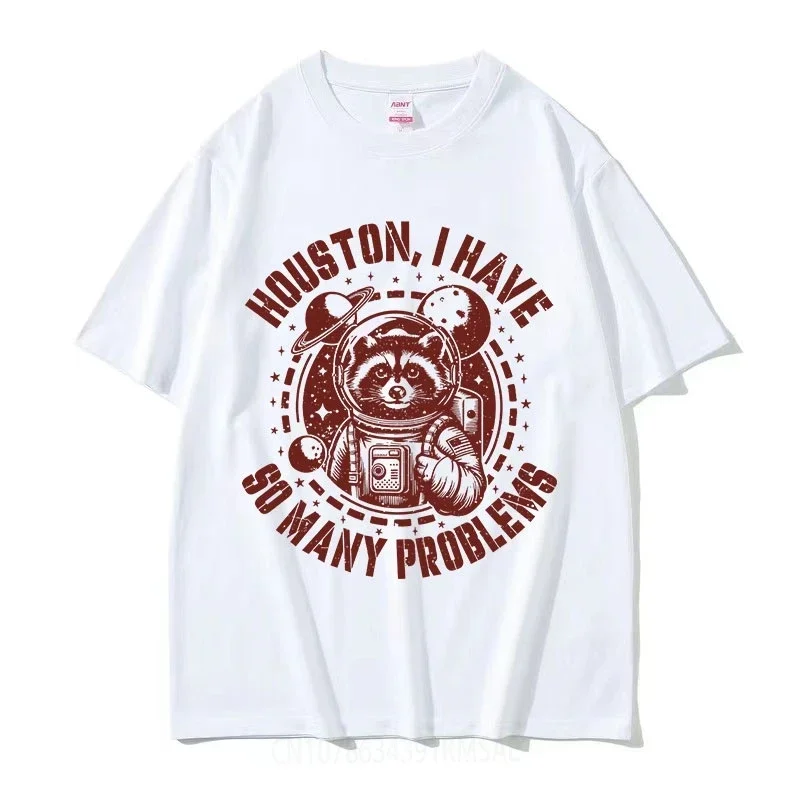 Houston Mám toľko problémov, ktoré je vtipné vo vesmíre Raccoon Retro Harajuku Tričká