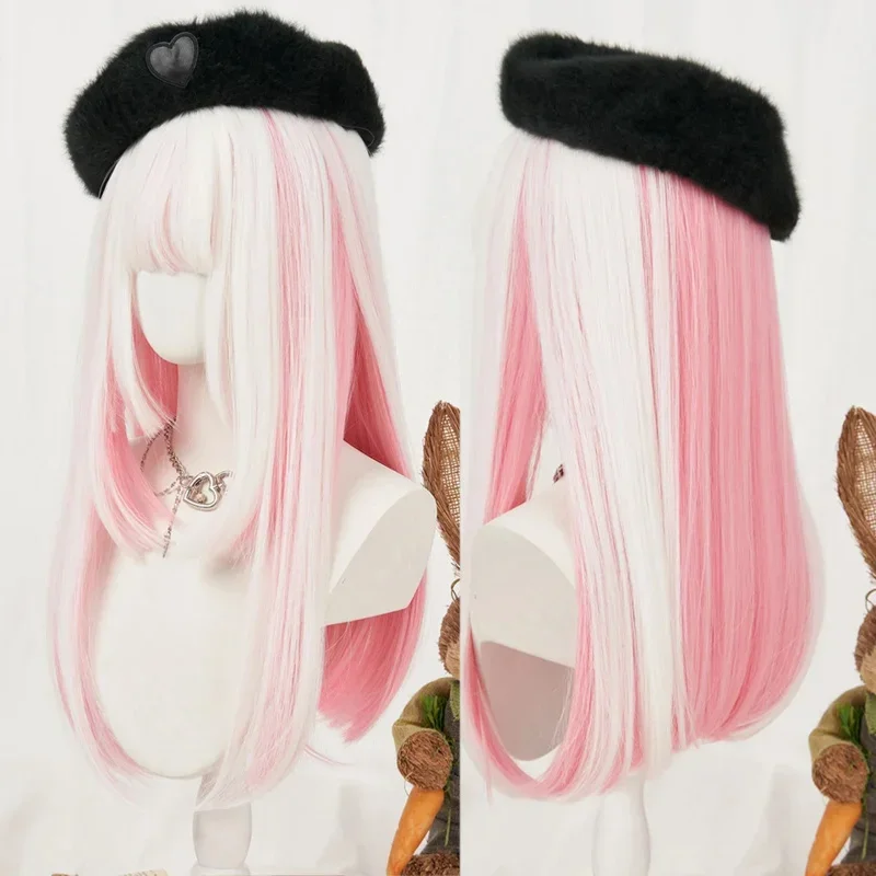 Houyan syntetické cosplay dlhé rovné vlasy lolita parochňa ružová biela gradient gradient gradient gradient parochňa tepelne odolná voči vláknine Syntetická parochňa
