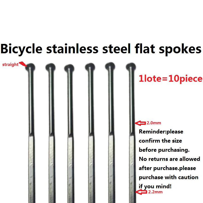 Hovorčeky na bicykli, rozbité lúče vetra, rovná hlava 2,3 mm plochá z nehrdzavejúcej ocele, čierne malé ploché lúče, cestný bicykel 14G 2,0 mm