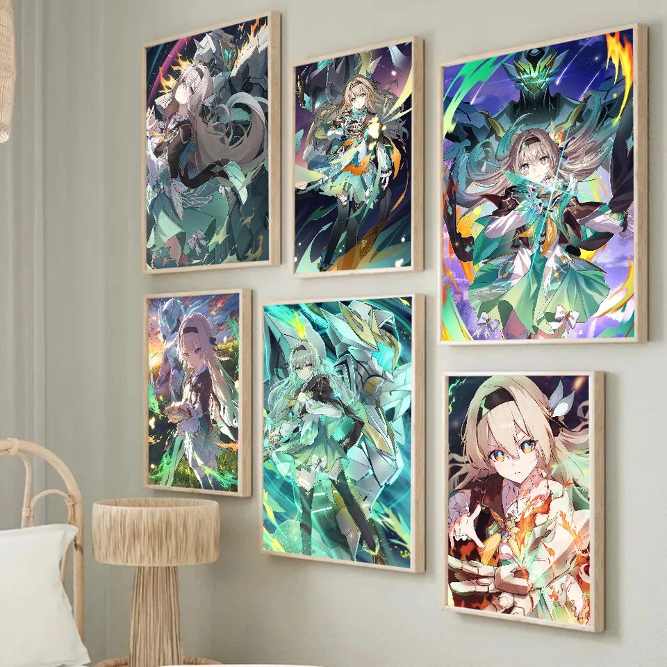 Hra Anime Honkai Star Rail Firefly Plagáty Nálepky na obývaciu izbu Spálňa Vstupná kaviareň nástenná umenie dekorácie maľba