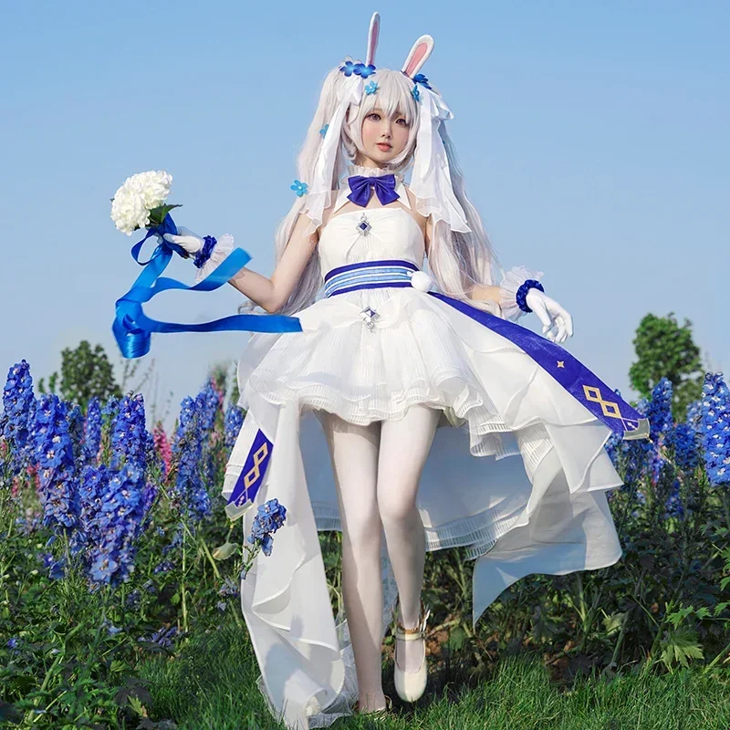 Hra Azur Lane USS Laffey Svadobné šaty Ženy Fancy oblečenie biele formálne šaty Halloween Carnival Cosplay kostým