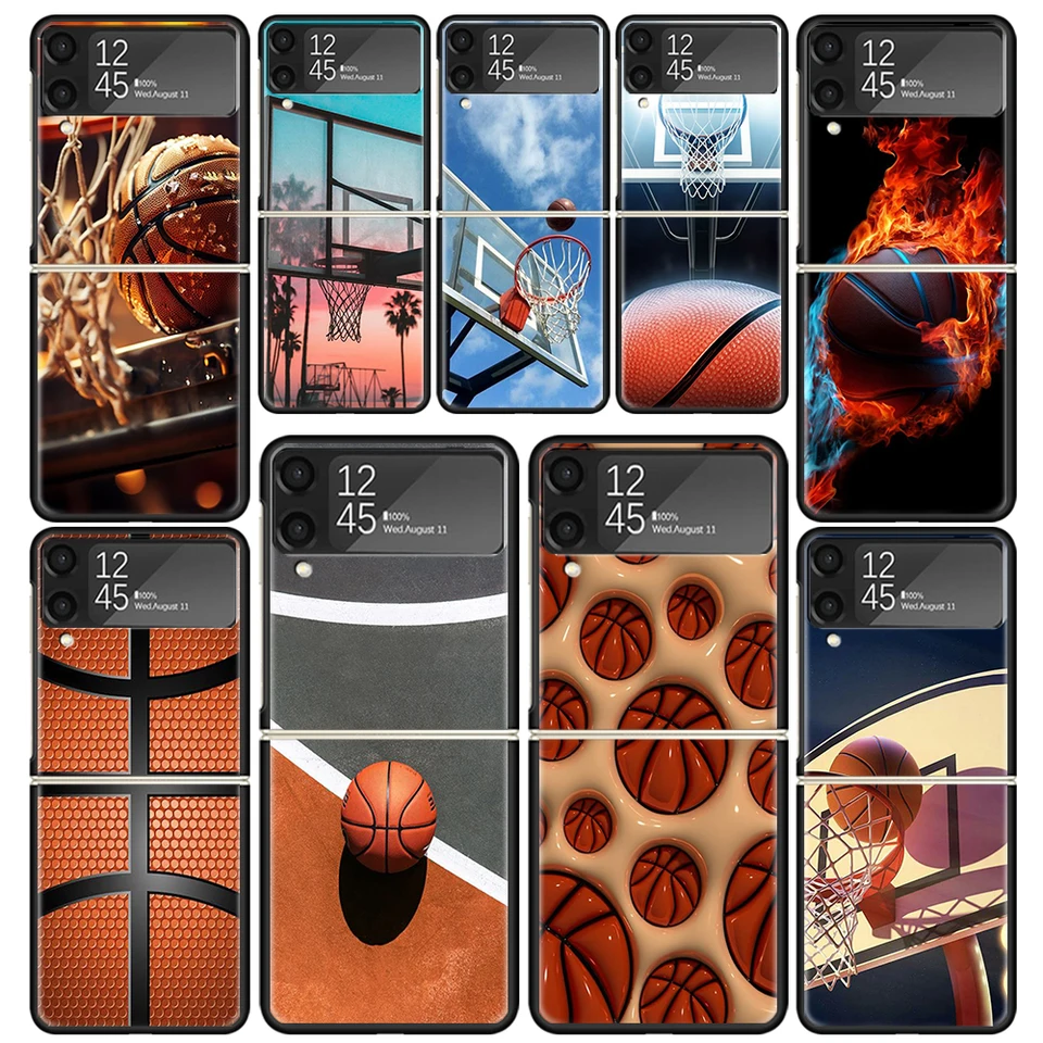 Hra basketbalový kôš pre Samsung Galaxy Z Flip 6 5 4 3 5G Čierny telefón Puzdro Flip6 flip5 flip3 flip3 kryt SOCPORPOPT THO SHELL