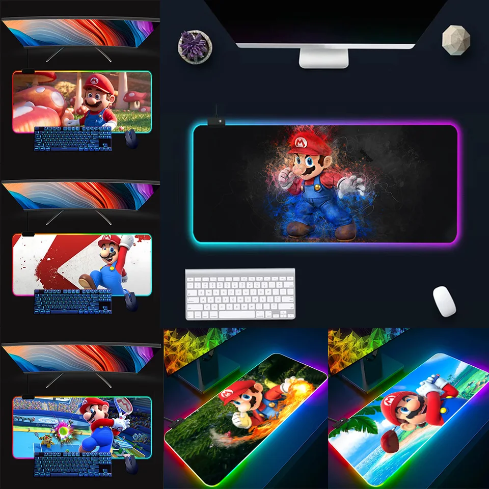 Hra Bros Super M-Marioes RGB PC PC Gamer Keyboard Mouse Mouse Pad MousePad LED žiariaca myš