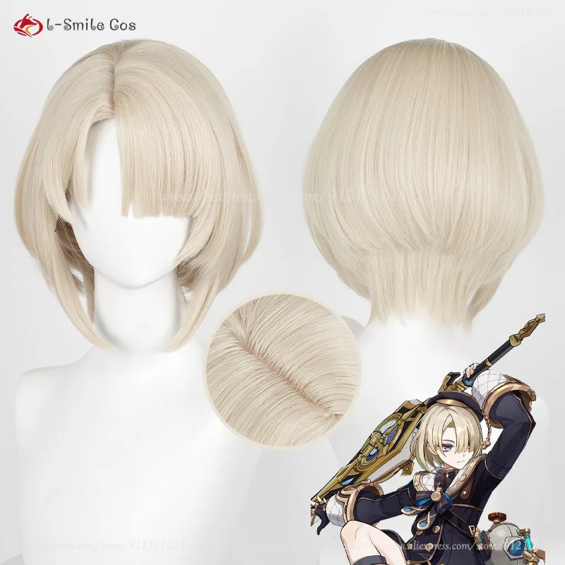 Hra fontaine freminet cosplay parochňa 30 cm krátky béžový zlatý ženský parochň