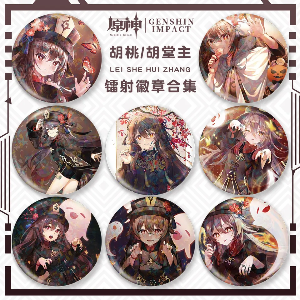 Hra Genshin Impact liyue Harbor wangsheng pohrebný salón hu tao cosplay kostým odznak pin spte cínová doska brošňa prop vianočný darček