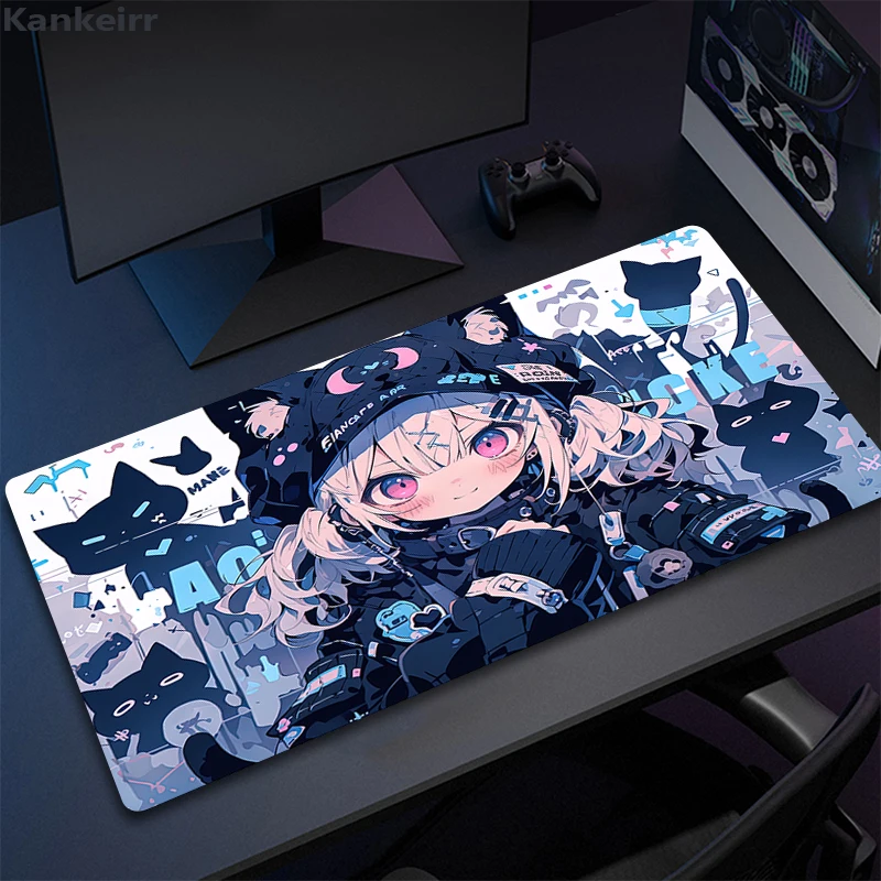 Hra Kawaii Blue Girl MousePad veľké kancelárske príslušenstvo Kombesé