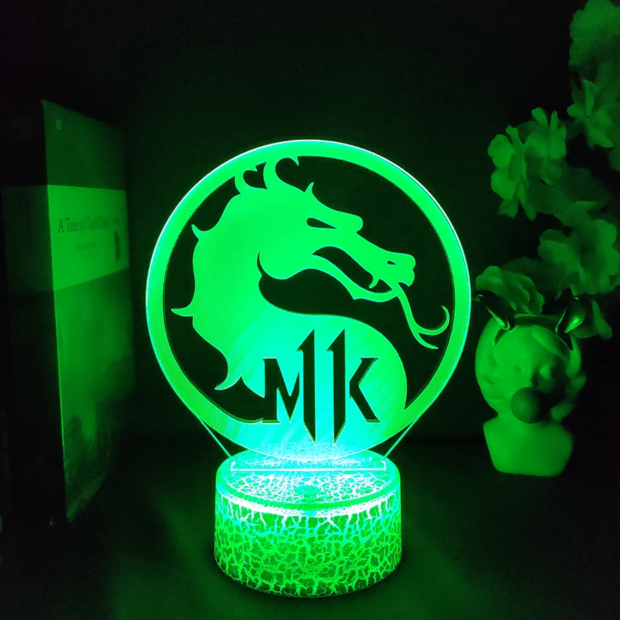 Hra Mortal Kombat 11 Logo Nočné svetlo LED dotyk senzora Colorfu Dragon Nočné svetlo pre deti