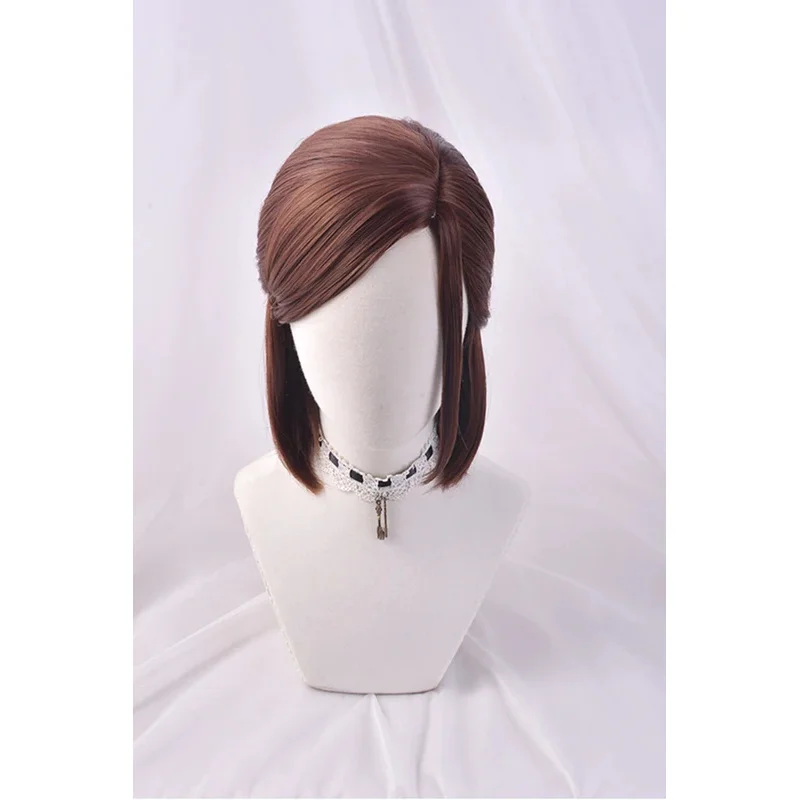 Hra posledná z nás Ellie Cosplay parochňa parochňa hnedá krátka bočná rozlúčka štýl tepelne odolného voči syntetickým vlasom Cosplay parochne parochne čiapky