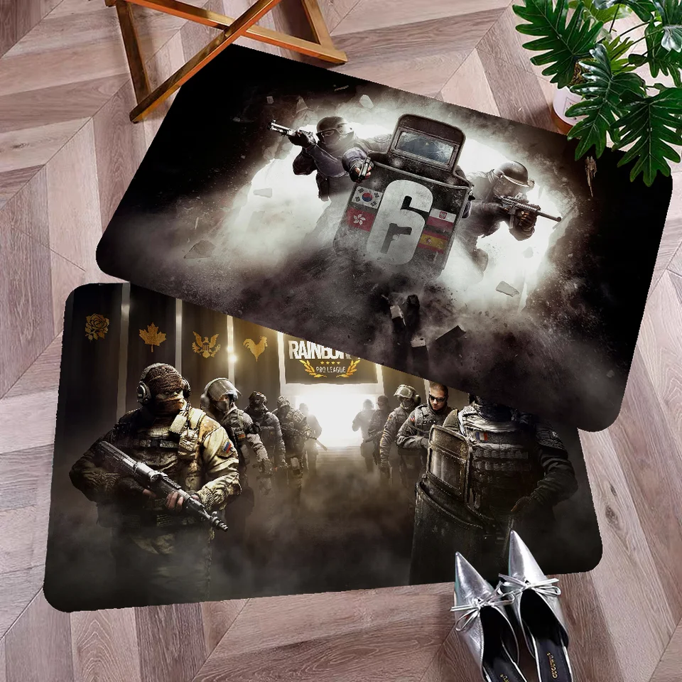 Hra Rainbow Six Tom C-Clancy Vstupné dvere rohož Anti-sklip absorbuje vodu dlhý pás vankúšový bedroon mat koberec toaletný koberec