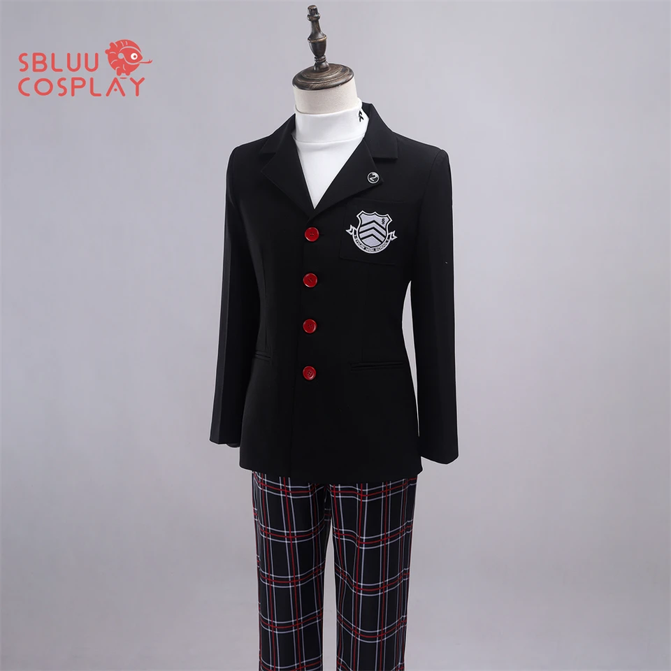 Hra Sbluucosplay p5 hra Ren Amamiya Cosplay kostým Joker School Uniforma výšivok