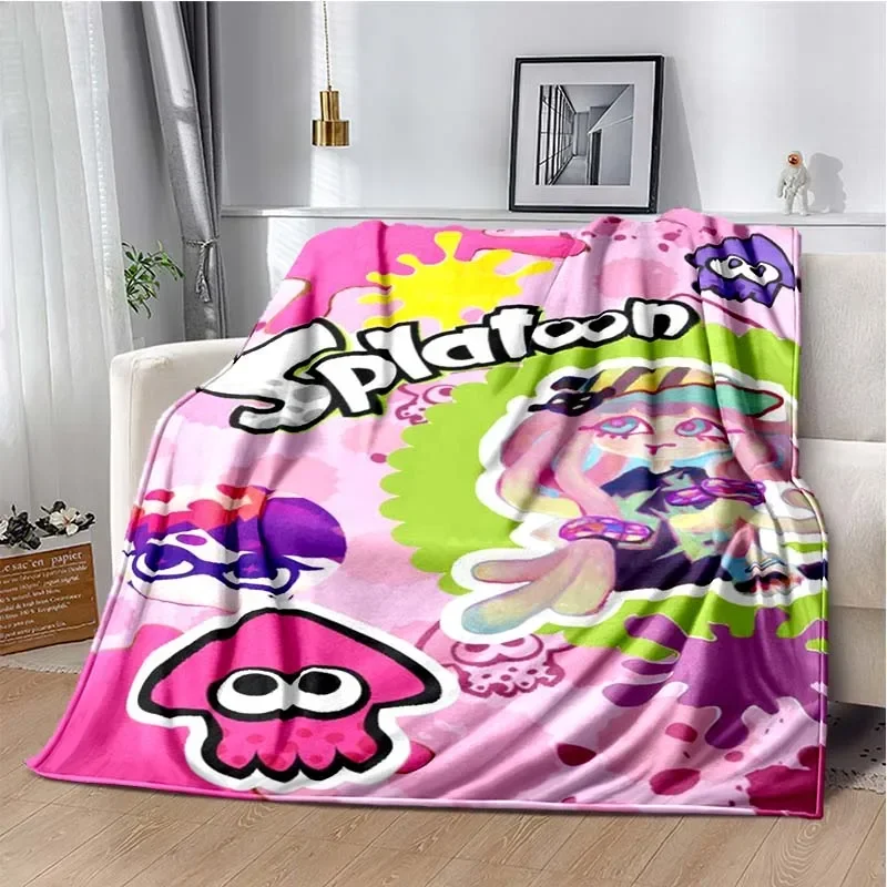 Hra, splatoon, módna roztomilá karikatúra mäkká plyšová prikrývka, flanelová prikrývka Gamer Bedroom Bed Sofa Picnic Hrot Office zdriemnutie