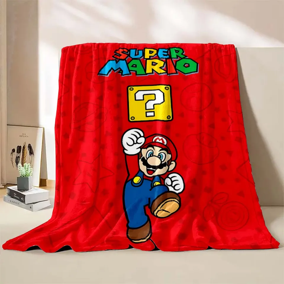 Hra Super Mario Print Delate Soft Fluffy Kids a dospelá pohovka posteľ hodu prikrývku vonkajšie cestovné kempingové kempingové prikrývky