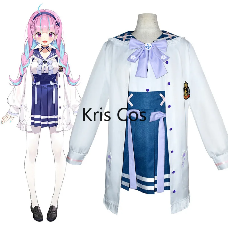 Hra Virtual Anchor VTuber Minato Aqua Cosplay kostým Top bundy sukne sukne