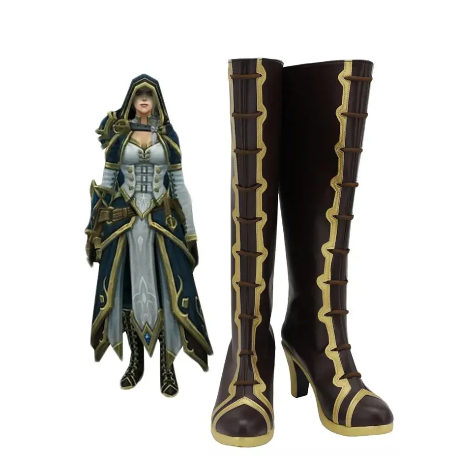 Hra wow jaina hrdinovia cosplay topánky hnedé kožené topánky na mieru vyrobené akúkoľvek veľkosť pre unisex