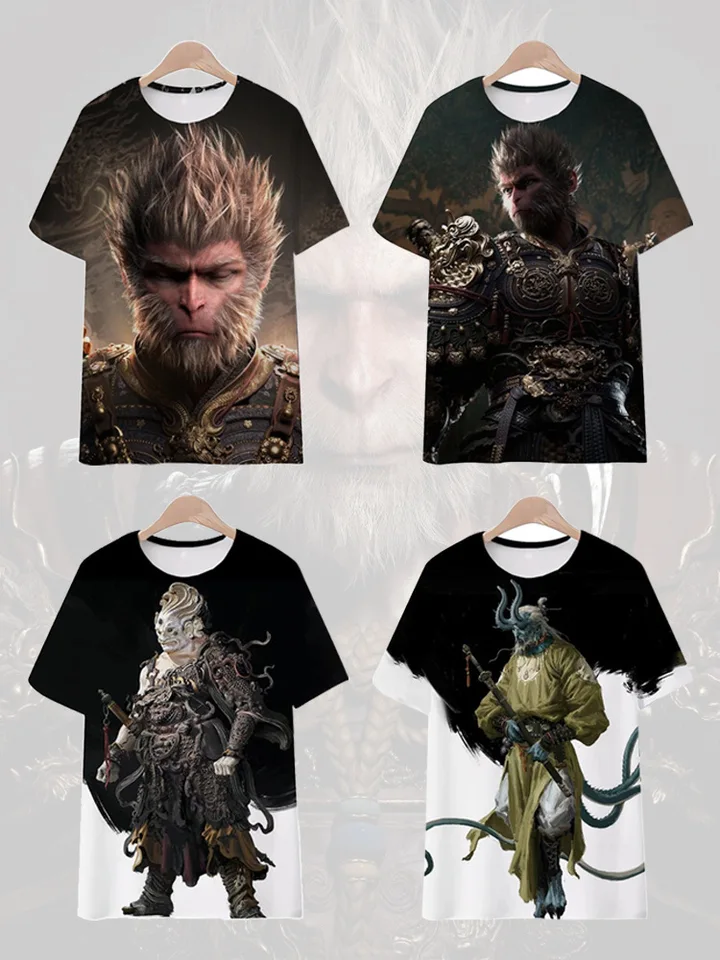 Hra Čierny mýtus Wukong Sun Wukong Cosplay tlač Tričko Tričko s krátkym rukávom Top Unisex Teen Clothes Uniformy Halloween Party oblečenie