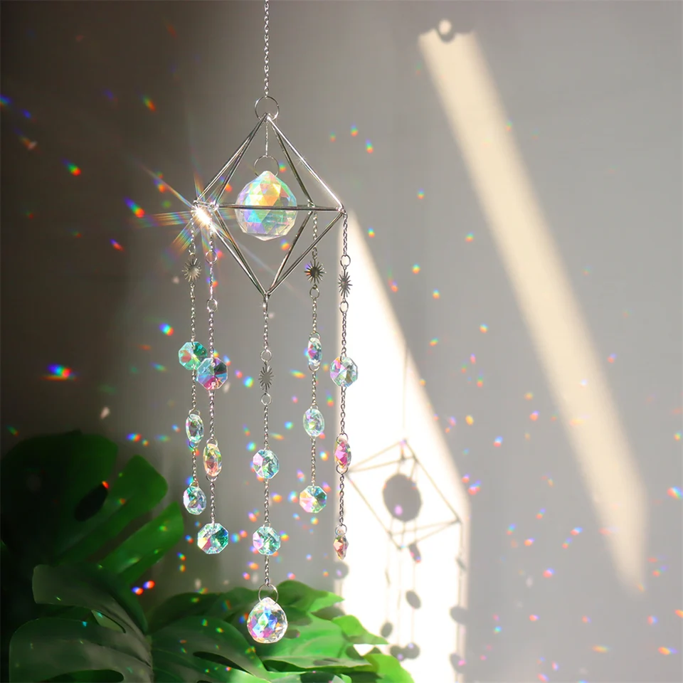 Hranol Windchime Crystal Farebný veterný oblúk visiaci ornament umelecká miestnosť automobil Vnútorná vonkajšia domáca stena dekorácia