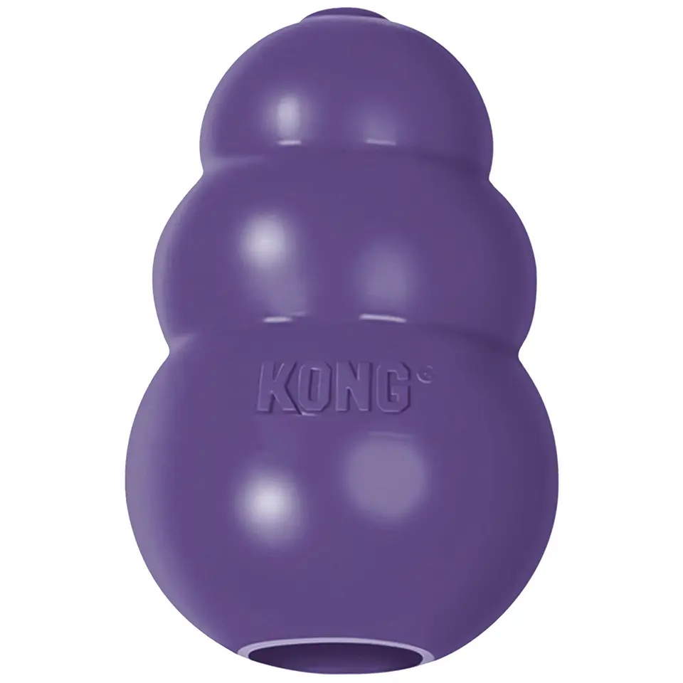 Hračka Kong Senior Dog Hray Gentle Natural Gum Fun na žuvanie, prenasledovanie a natiahnutie fialovej