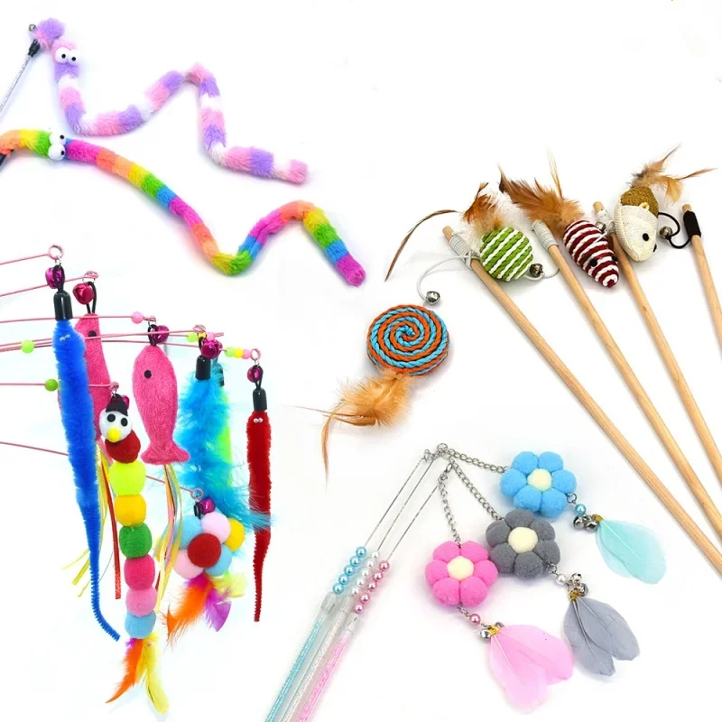 Hračka na mačacie zviera s perom zvonček kovový oceľový drôt víla Funny Cat Stick Cat Supplies