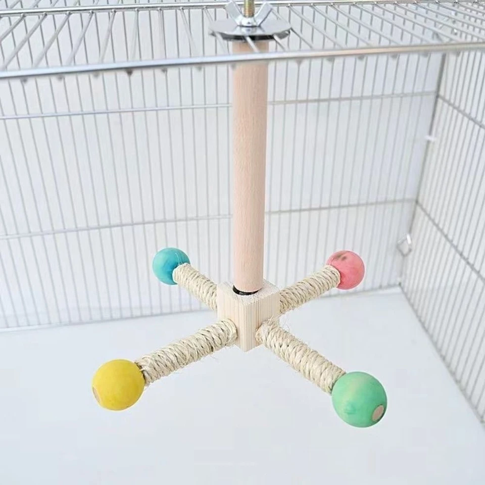 Hračka na otáčanie veterných mlynov Parrot Station Stick pásik ložisko drevené vtáčie ostrieč