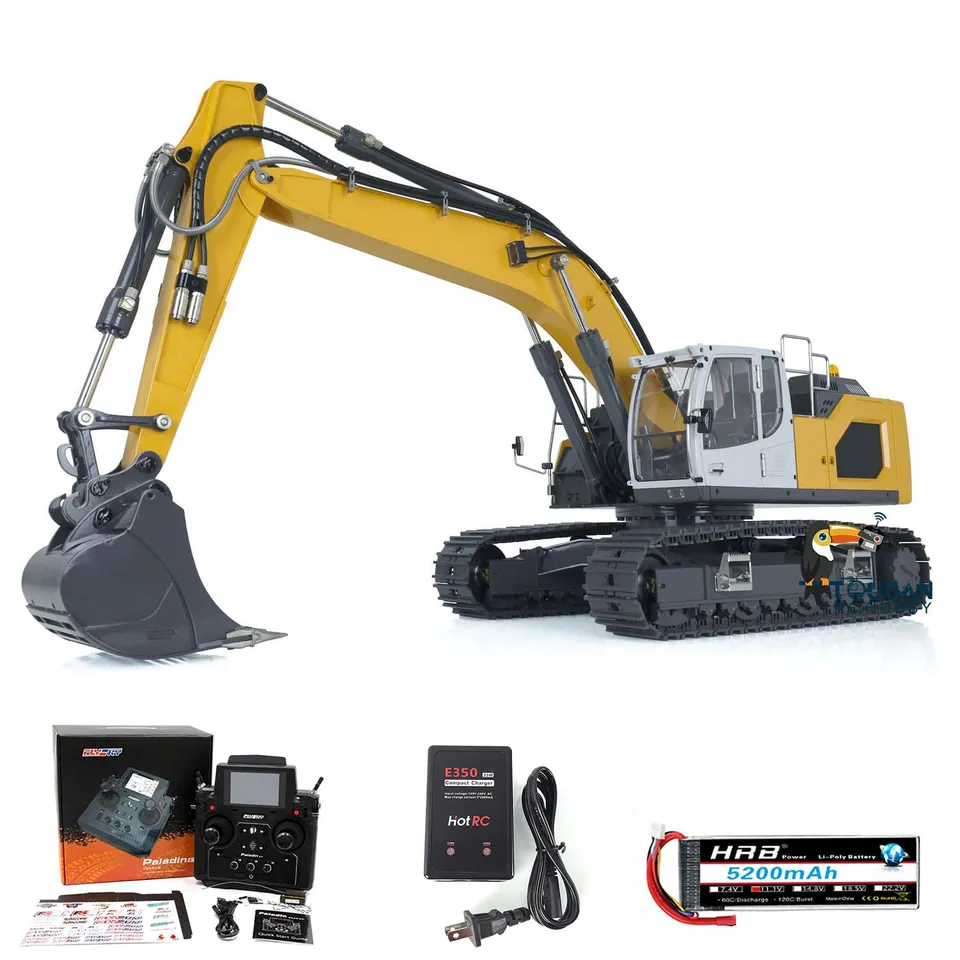 Hračky 1/14 Hydraulický rc rýpadlo pre diaľkové ovládanie 945 5 -5 -5 -5 -reverzný ventil kovový digger zemský digger PL18EV Model THZH1433