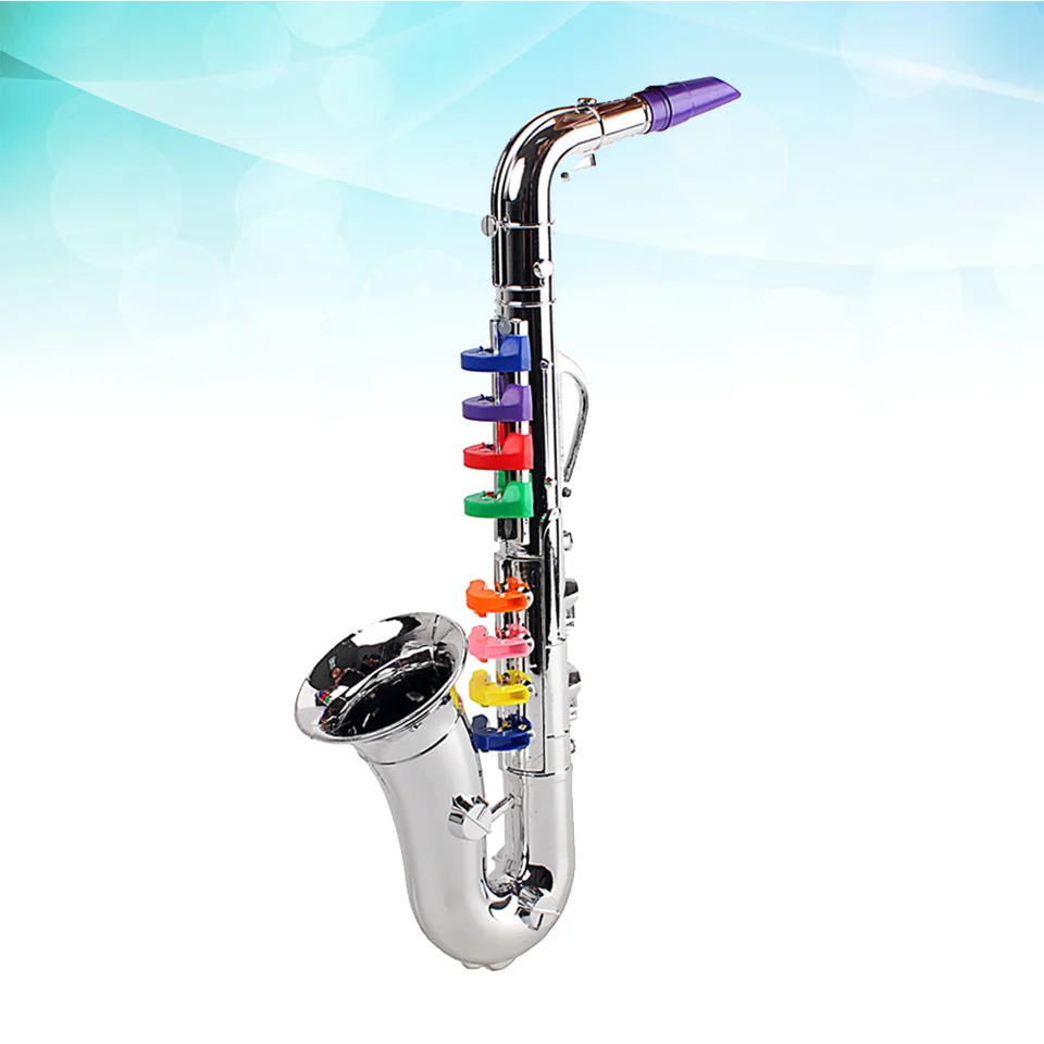 Hračky detské saxofón malé pásmo Instruments Silver 8 rytmy trúbky pre deti