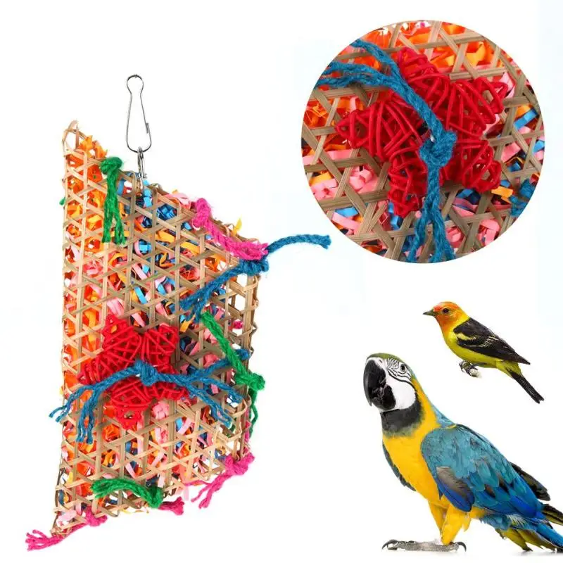Hračky vtákov farebné bambusové väzby Drevené výkyvy Parrot hračky lezenie a hryzenie vtáčej klietky príslušenstvo